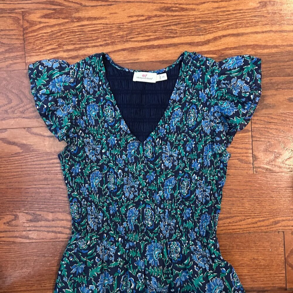 Vineyard Vines Floral Smocked Midi Dress In Anegada Floral Size XS Cap Sleeves - Picture 7 of 16